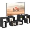 HOMCOM Mobile TV 75" max Modulabile con 2 Ripiani a L e Mensola Rettangolare, in Legno, 134-180x30.5x44 cm, Nero
