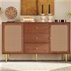 AB Store Mobile Multiuso con 3 Cassetti e 2 Ante in MDF, Credenza Moderna per Cucina e Soggiorno con Gambe in Metallo, 150x40x90cm, Colore noce | Aosom Italy