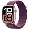 APPLE Watch Series 10 GPS 46mm in alluminio color oro rosa con cinturino Sport Loop prugna