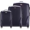 WITTCHEN PC Ultra Light Bagagli rigidi Valigia da viaggio Valigia trolley Set di 3 valigie in policarbonato Quattro ruote doppie Lucchetto TSA Manico alluminio telescopico Taglia (S+M+L) Blu scuro