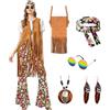 Joellfuner Costume Hippie Donna anni 70, Vestiti Carnevale Donna, Accessori Hippie Donna, Abito anni '60 per donna anni '70, abbigliamento da donna per feste boho hippie (Colorato, L)