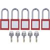 lyrlody Lucchetto di Sicurezza Lockout Tagout, Set di 5 Lucchetti Loto in Nylon Cromato con Etichetta Scrivibile, 38 mm