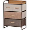 HOMCOM Mobile Cassettiera da Camera da Letto e Soggiorno, Cassettiera con 4 Cassetti Pieghevoli in Tessuto e Ripiano in MDF, 58x29x78.5cm, Multicolore