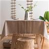 JaeMoose Tovaglia in Cotone e Lino Resistente per Tavoli Rettangolari Tovaglie a Reticolo con Solido Ricamo per la Decorazione del Tavolo da Pranzo della Cucina (140 x 260 cm, Cachi)