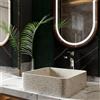 KAMALU Lavabo da appoggio quadrato con finitura terrazzo beige | KTERI-400BE