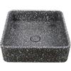 kamalu Lavabo da appoggio quadrato con finitura terrazzo nero | KTERI-400N- KAMALU