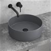 KAMALU Lavabo da appoggio rotondo in ceramica grigio opaco 35cm | Litos