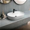 KAMALU Lavabo bagno da appoggio design ovale ceramica bianca | K-LITOS-610