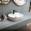 KAMALU Lavabo bagno da appoggio design ovale 50.5 cm ceramica bianca | K-LITOS-505