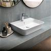 KAMALU Lavabo bagno da appoggio design rettangolare 56 cm ceramica bianca | KL-5800