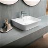 KAMALU Lavabo bagno da appoggio design rettangolare 48.5 cm ceramica bianca | KL-4850