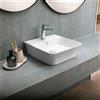 KAMALU Lavabo bagno da appoggio design rettangolare 41 cm ceramica bianca | KL-4100