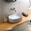 KAMALU Lavabo bagno appoggio ovale 50 cm scanalato a righe | KLS-5000