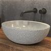 KAMALU Lavabo bagno in marmo bocciardato colore crema 45cm Litos-LBC40