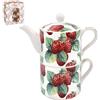 Lesser & Pavey 95776 Set tè, Ceramica, Rosso, Bianco