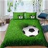 Homemissing Set copripiumino da calcio per bambini, ragazzi, ragazze, giochi competitivi, set di biancheria da letto con erba verde, 2 pezzi biancheria da letto singolo