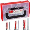 Fischer valigetta assortimento tasselli e viti FixTainer DuoPower, 3 misure 6x30 8x40 10x50 mm, kit fissaggio, tasselli per muro pieno, cartongesso, mensole, 210 pezzi per interni