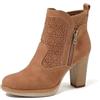 QUEEN HELENA Tronchetti Traforati Stivaletto con Tacco Casual Donna X30-113 (Cuoio, Sistema Taglie Calzature EU, Adulto, Donna, Numero, Media, 36)
