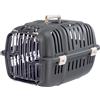 Ferplast Trasportino Gatto, Trasportino Cane Taglia Piccola, Cani e Gatti fino a 5 Kg, Porta Trasparente Antiurto, Fessure di aerazione, 32 x 47 x h 29 cm, JET 10 Trasportino Rigido, Grigio