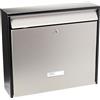 BURG-WÄCHTER Cassetta postale nera, Acciaio zincato e inox, Cassetta postale fessura larga DIN C4, 2 chiavi incl., Oxford 6877 B+S, Acciaio inox/nero (tipo RAL 9005)