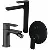 Vema Rubinetterie - Slate set miscelatore lavabo alto + bidet + miscelatore doccia con deviatore [nero opaco]