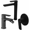 Vema Rubinetterie - Slate set miscelatore lavabo alto + bidet + miscelatore doccia [nero opaco]
