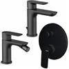 Vema Rubinetterie - Slate set miscelatore lavabo + bidet + miscelatore deviatore a 2 vie [nero opaco]