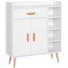 HOMCOM Armadietto Mobiletto Salvaspazio con 4 Cestini Pannelli Particelle 80 x 29.5 x 96cm Bianco|Aosom
