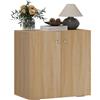 HOMCOM Mobiletto Multiuso a 2 Ante, Mobiletto Soggiorno o Ufficio in Legno con Maniglie in Alluminio, 70x39x70cm|Aosom