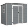 Outsunny Casetta da Giardino in Resina con Pavimento, 2 Porte con Blocco, Finestra, 2.4 x 1.3 m, Grigio