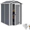 Outsunny Casetta da Giardino in Resina con Pavimento, Porta con Blocco e Finestra, 1.3 x 1.8 m, Grigio