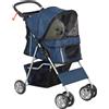 PawHut Passeggino per Cani Pieghevole con Cestino e Portabicchiere, Peso Max. 10 kg, 75x45x97cm, Blu Scuro