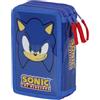 Sonic The Hedgehog - SEGA Sega-Sonic Sight-Astuccio con Matite Triplo, Blu, 14 x 21 cm