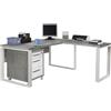 Composad | Scrivania Angolare e Cassettiera con 3 Cassetti e Serratura della Linea Disegno, Set di 2 Mobili per Ufficio, (LxAxP) 170x74,50x80+90 cm, Grigio Cemento e Bianco Laccato, Made in Italy