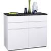 Composad | Credenza della Linea MUNDI con 4 Cassetti e 2 Ante, Madia, Mobile Ingresso, (LxAxP) 119,60x102,30x50 cm, Colore Marmo Zebra e Bianco Laccato, Soggiorno, Ingresso, Made in Italy