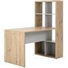 Composad | Scrivania della Linea VELATA con Libreria, Moderna ed Elegante, Cameretta o Ufficio, Scrivania Pc, (LxAxP) 132,5x144,6x74,4 cm, Rovere Oak Mielato e Grigio, Made in Italy