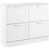 Brigros Wehome - Scarpiera Bianca 4 Ante, Mobile Ingresso o Bagno, Scaffale Salvaspazio In Lengo Mdf Con Maniglie Cromate, Porta Scarpe 105x24x82 Cm, Scarpiera Componibile (Orizzontale)