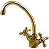 AQUAE Rubinetto Lavello Cucina KIP Bocca Alta in Ottone, Coppia Flessibili e Kit Installazione inclusi, Made in Italy