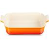 LE CREUSET PIROFILA RETTANGOLARE ROSSO CILIEGIA IN GRES PORCELLANATO ARANCIONE FLAME (FIAMMA), M - 26 x 17 cm, 2.4 lt
