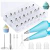 AiQInu Beccucci Sac a Poche Professionali 34 Pcs,sac a Poche in Silicone Riutilizzabile Lavabile, Saccapoche per Dolci, Sacca a Poche per Dolci,Kit Pasticceria con Beccucci per Torte Cupcakes Biscotti