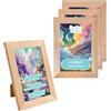 Creative Home 2x Cornice Naturale per Foto 10 x 15 cm | Set di 2 Cornici in Legno Portafoto | Ganci per Appenderle da Parete e Supporto per Metterle da Tavolo | Facile da Montare | Vetro in Plastica