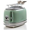 Ariete 155 Tostapane Vintage 2 fette di pane - con pinze - 6 livelli di tostatura - 810 Watt- Acciaio Inox - Linea Vintage - Verde