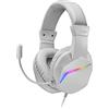 Mars Gaming MH122, Cuffie da Gioco Over Ear FRGB con Microfono, Suono HiFi, Cancellazione del Suono, Ultra Leggere, PS4 PS5 Xbox Switch Tablet Windows Mac, Bianco