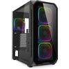 Sharkoon Case Sharkoon AK5G RGB - Mid Tower ATX, Pannello laterale in vetro temperato, Design futuristico, Nero