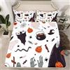 Homemissing Lenzuolo con angoli a tema Halloween per ragazze ragazzi bambini singolo mago fantasma set di biancheria da letto decorativo ragno zucca lanterna set di lenzuola spaventoso Halloween copripiumino