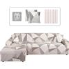 Lydevo Copridivano con Penisola Elasticizzato, Angolare a Sinistra/Destra Universale con 2 Federi,Fodere Divano Forma di L,Chaise Longue Sofa Cover(2 Posti+3 Posti,Linea Bianca)