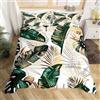 Homemissing Set di biancheria da letto con motivo floreale con foglie tropicali e rami di foglie verdi dorate, per bambini, copripiumino estivo, 3 pezzi, per letto matrimoniale