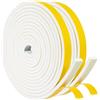 GUKOY Nastro di Tenuta Adesivo Guarnizione Porta per Porte Finestre, 2 Rotoli 10 mm x 6 mm x 10M Nastro in Schiuma Guarnizione in Gomma per Collisione Sigillo Isolamento Acustico, Bianco