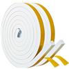 GUKOY Nastro di Tenuta Adesivo Guarnizione Porta per Porte Finestre, 2 Rotoli 12 mm x 10 mm x 4M Nastro in Schiuma Guarnizione in Gomma per Collisione Sigillo Isolamento Acustico, Bianco
