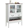 KOMFOTTEU Mobile per vino, credenza con ante, cassetti con maniglia e cantina per vino, cantina moderna, 90,5 x 38 x 126 cm, per cucina, sala da pranzo, bar, SE09334FQDE